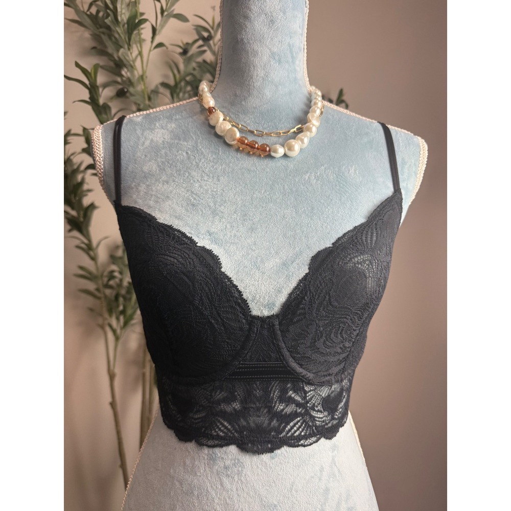 Cosabella Black Floral Lace Longline Underwire Bralette Adjustable Strap NEW 34D - Picture 6 of 12